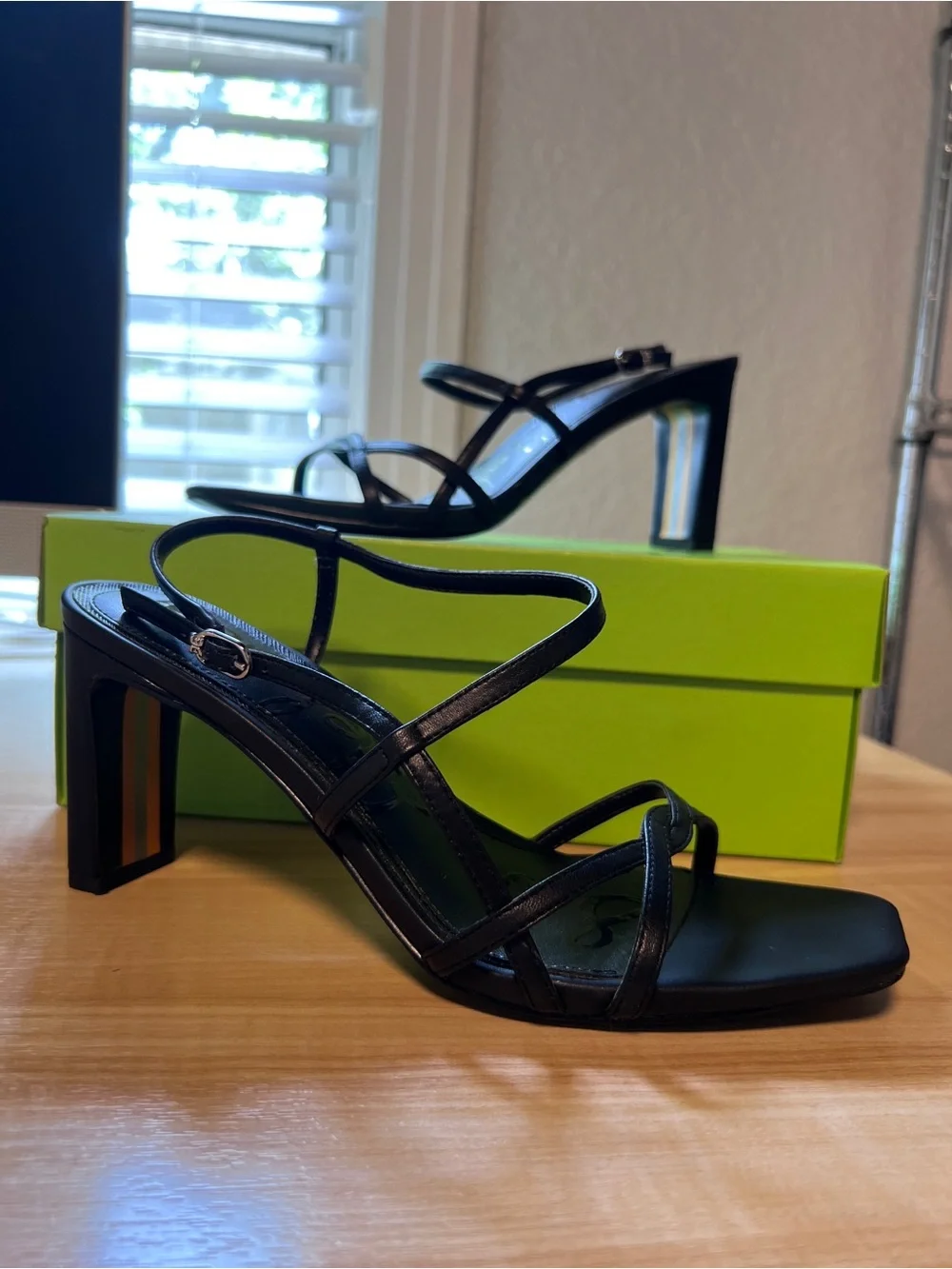 Sam Edelman Black Strappy Block-Heel Sandals